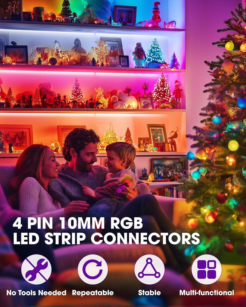 HitLights 12 Pack 10mm 4 Pin RGB LED Strip Connectors - 6 Inch Solderless Connectors for 5050 Color Changing LED Tape Light, Kitchens, Cabinets and More - Image 2
